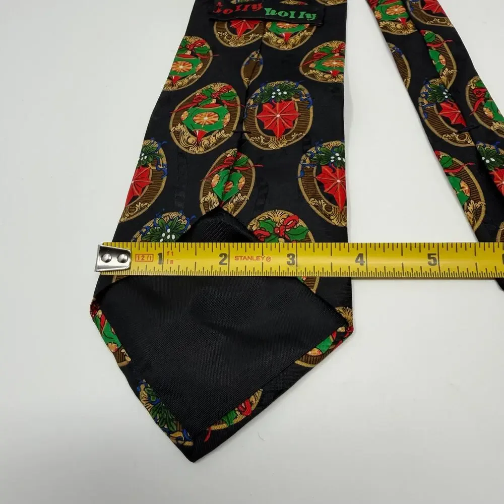 Vintage Jolly Holly Christmas Holiday Novelty Tie
